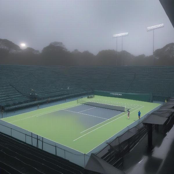 Tennis Match Suspended Due to Rain