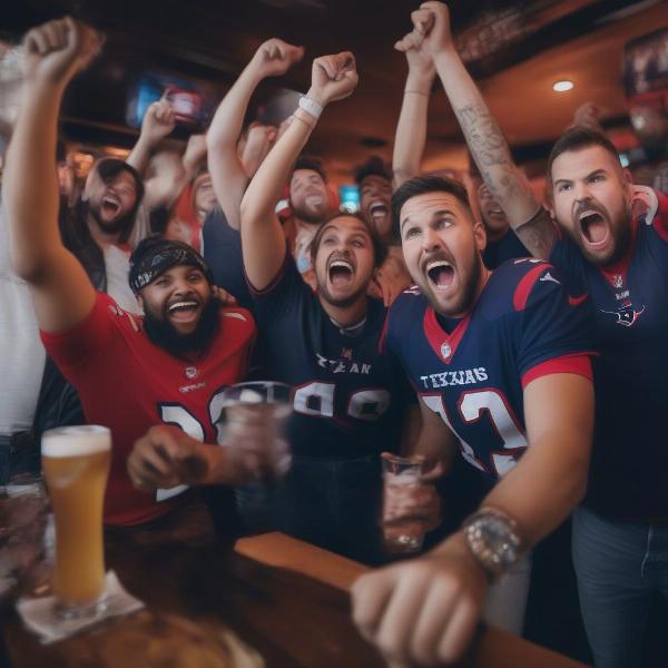 Texans fans watching the game together