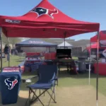 Texans Tailgate Setup with Grill, Canopy, and Chairs