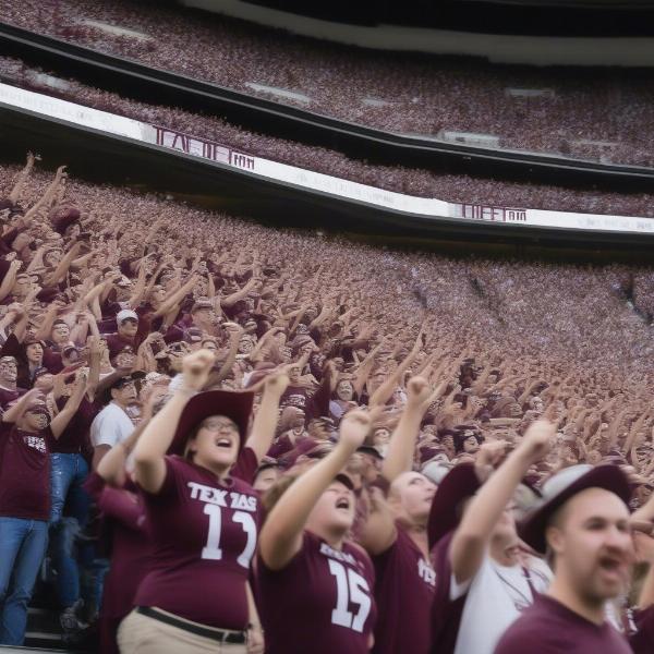 Texas A&M Football Fans Cheering in the Stands