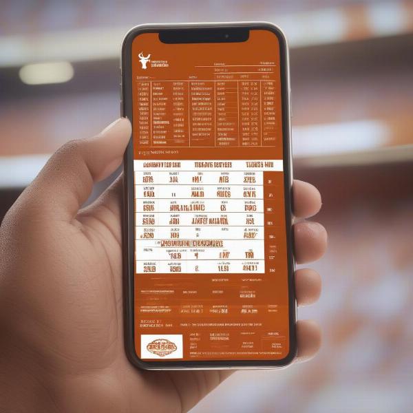 Texas Longhorns Football Schedule on Mobile Phone