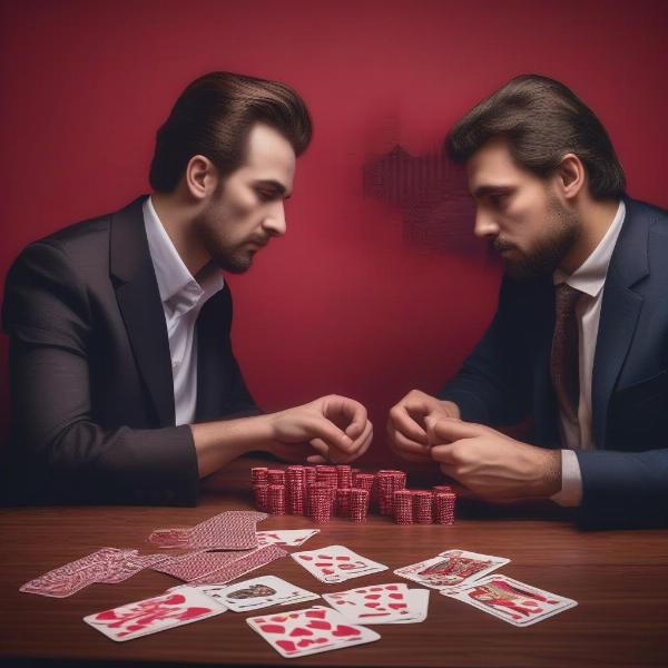 Three players engrossed in a game of Hearts