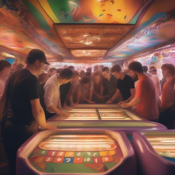Players selecting tubs with anticipation and excitement.