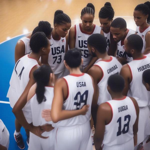 USA Basketball Team Huddling During Timeout