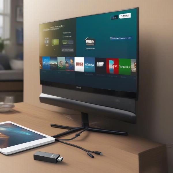 Connecting a USB drive to a smart TV for gaming.