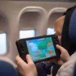 Playing Games on Airplane with Handheld Console