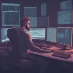Video Game Developer Coding at Computer