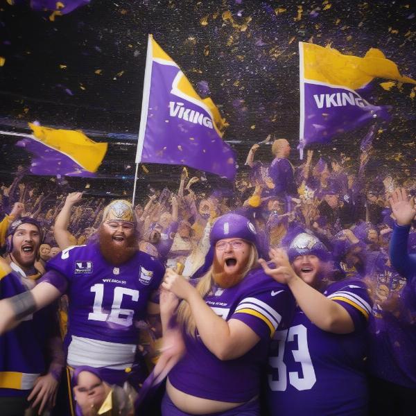 Vikings fans celebrate their team's victory