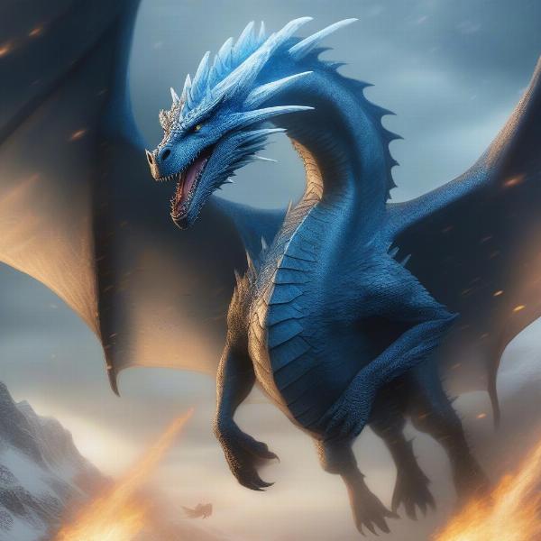 Viserion Flying as an Ice Dragon