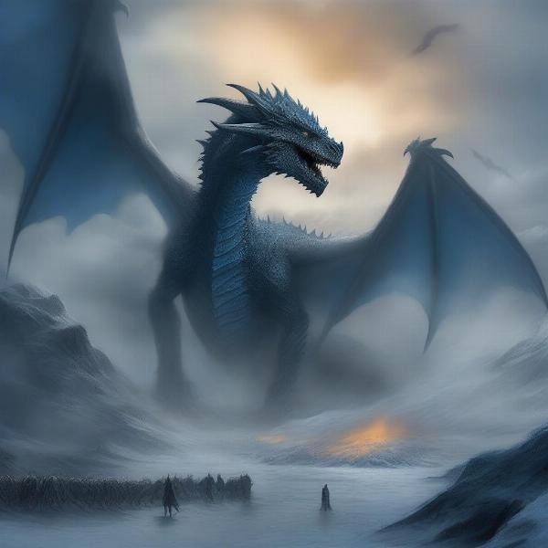 Viserion as a Wight Dragon Destroying the Wall in Game of Thrones