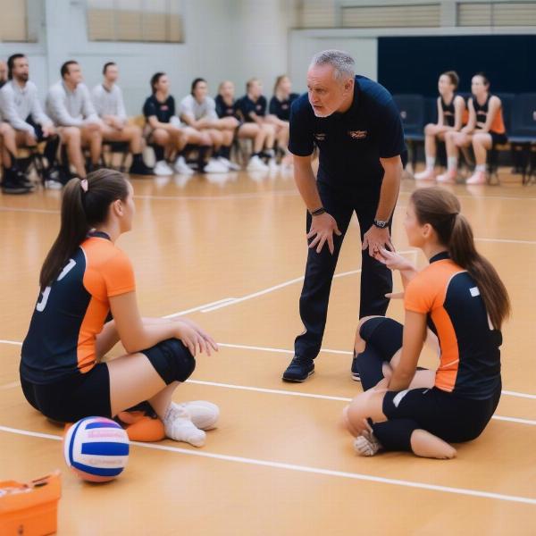 Volleyball Coach Discussing Strategy