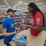 Returning a video game at the Walmart customer service counter