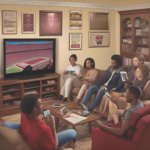 Fans Watching Alabama Game on Different Devices