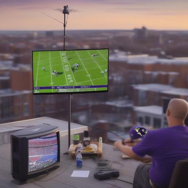 Watching Baltimore Ravens Game with Antenna