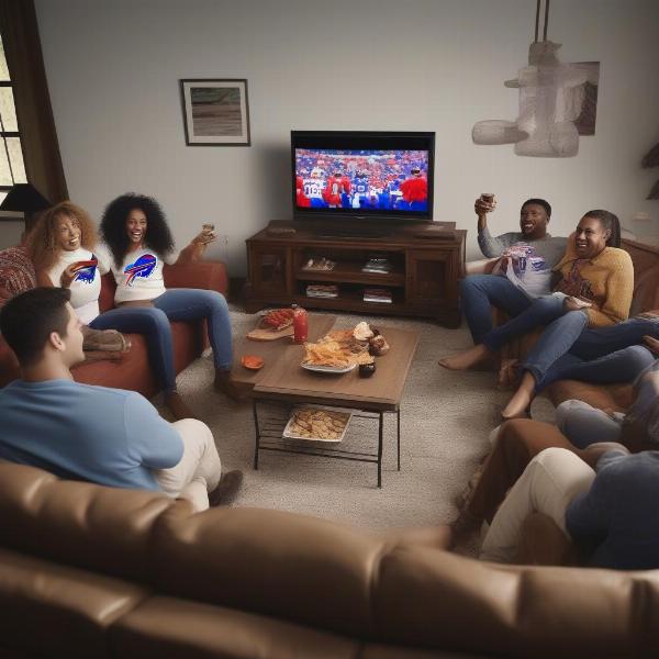 Watching Buffalo Bills Game at Home with Friends