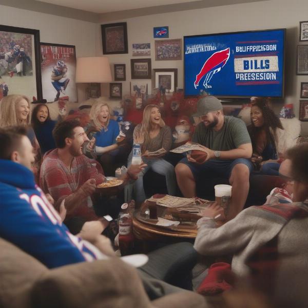 Fans Watching a Bills Preseason Game at Home