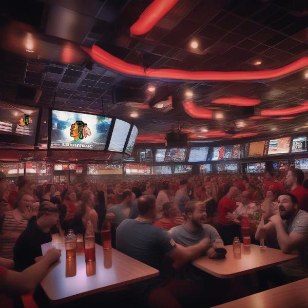 Cheering for the Blackhawks at a Bar