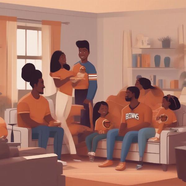 Watching the Browns Game on TV with Family