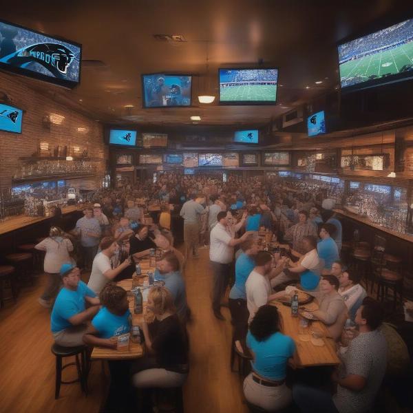 Watching Carolina Panthers Game at Sports Bar