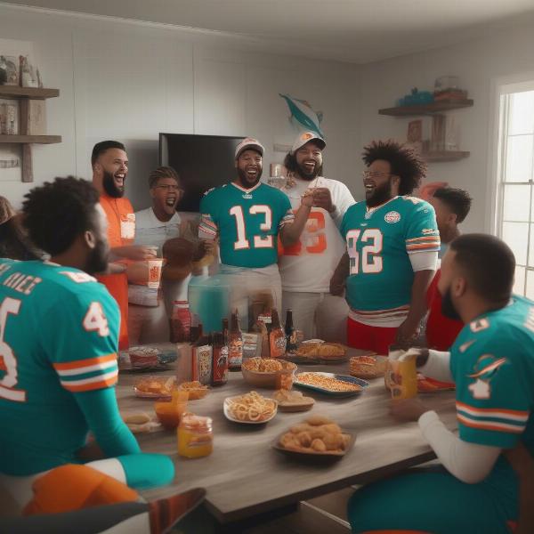 Watching the Dolphins Chiefs Game with Friends