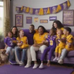 Family Watching LSU Game on TV