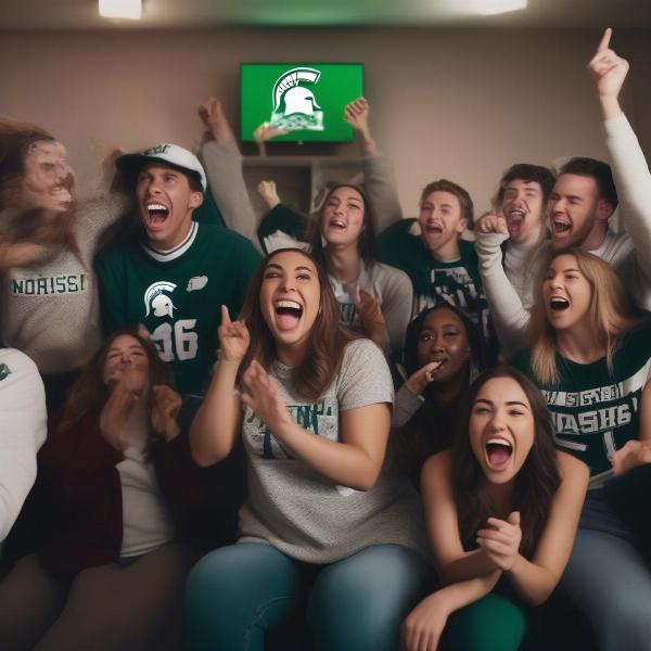 Watching MSU Basketball Game with Friends
