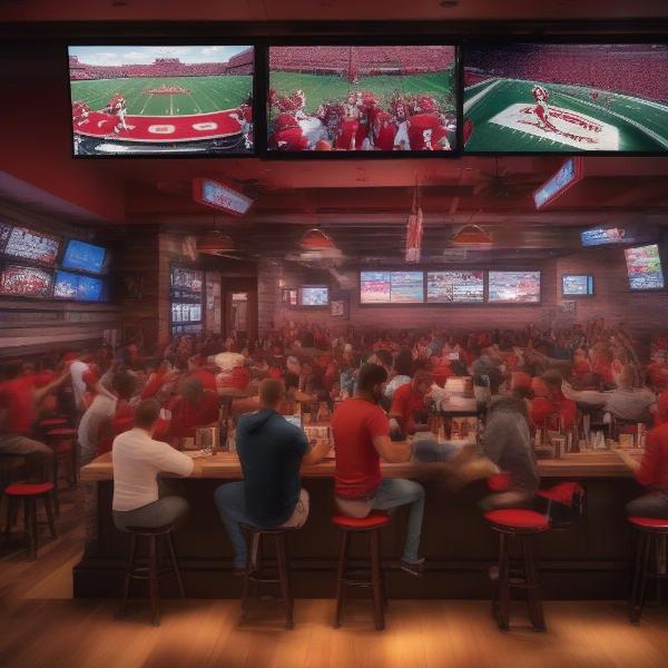 Fans watching OU game at a sports bar