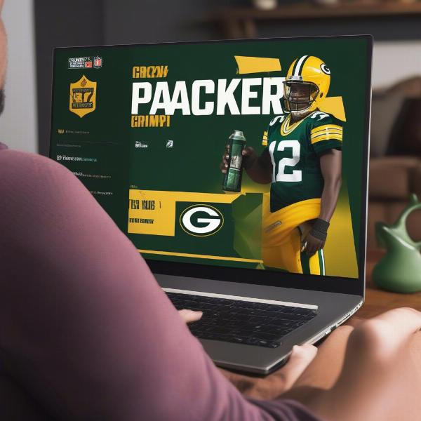 Watching Green Bay Packers Game on Laptop