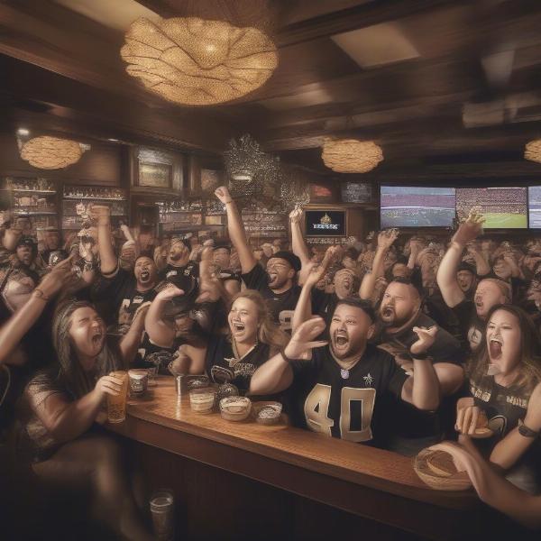 Watching the New Orleans Saints game at a sports bar