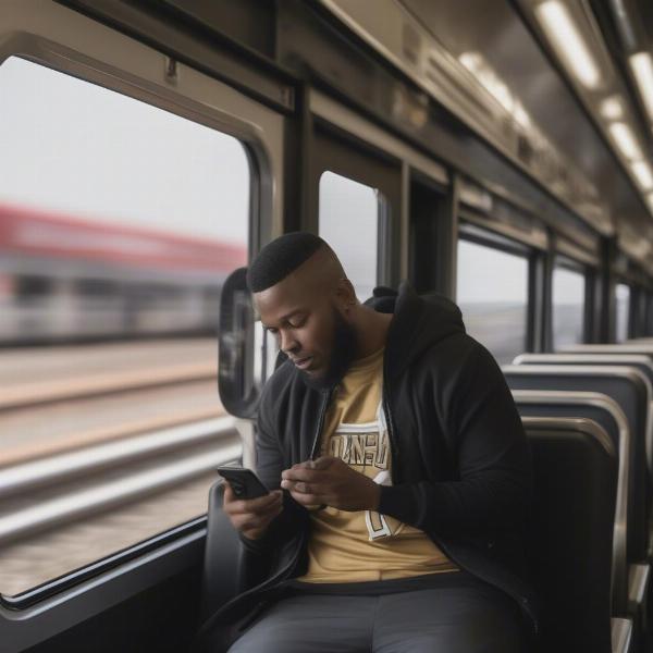Watching the New Orleans Saints game on a mobile phone