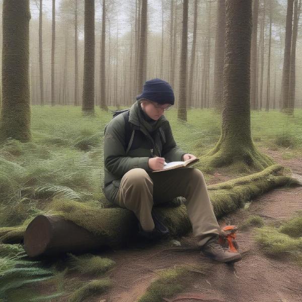 Wildlife Enthusiast Taking Notes
