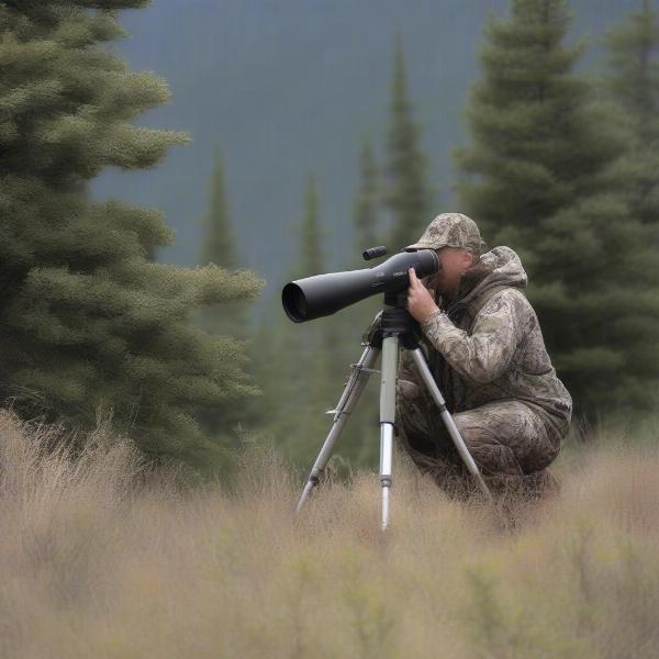 Wildlife Viewer Using Spotting Scope