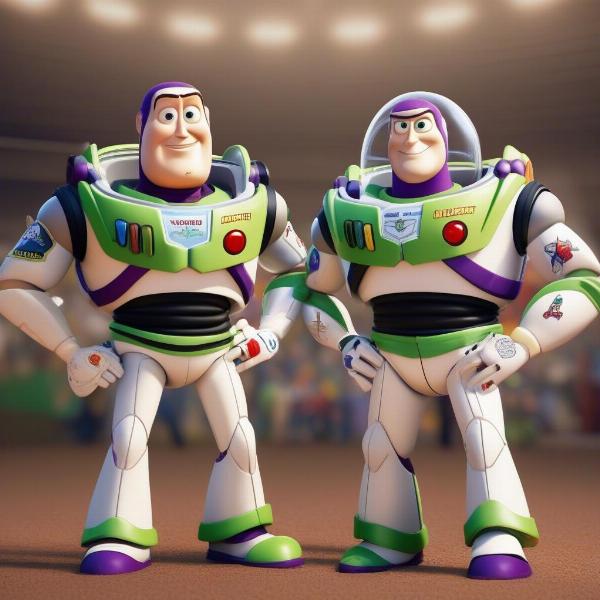 Woody and Buzz Lightyear in NFL Jerseys