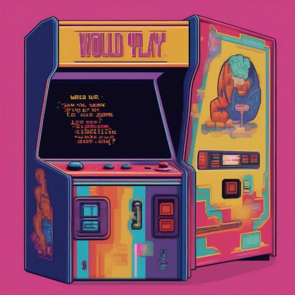 Retro Arcade Game GIF Showing "Would You Like To Play a Game" Prompt