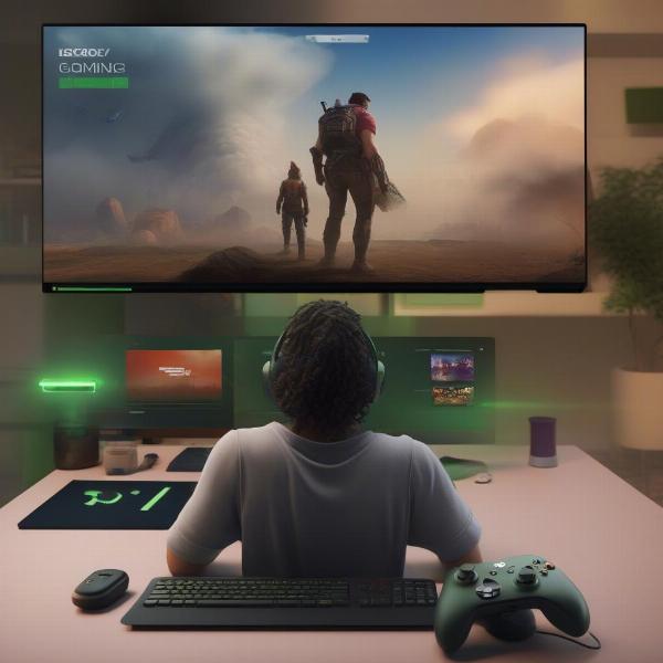 Playing an Xbox game on a PC through Xbox Cloud Gaming.