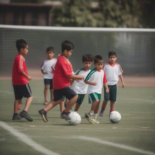 Young Mexican Football Players Training