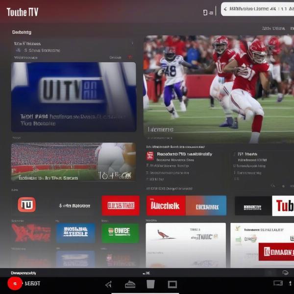 YouTube TV Interface Showing 4K NFL Game Availability