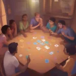 Zag party game set up with players